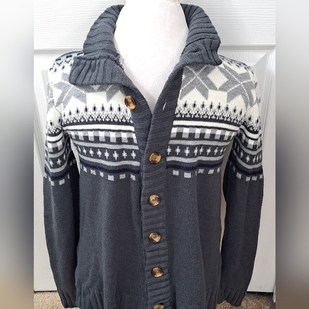 ZYFGfree Fair Isle Men's Cardigan Sweater  Size L